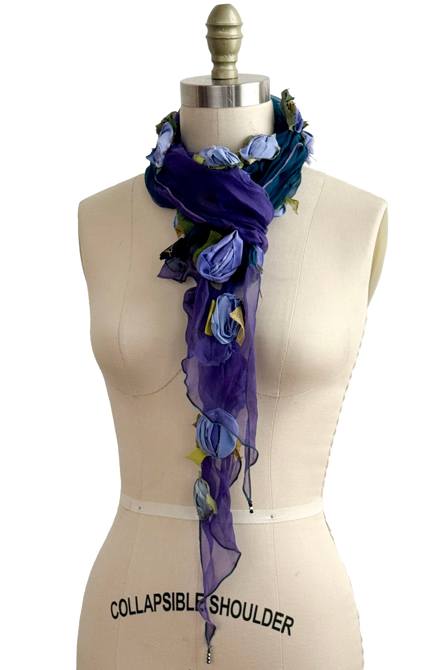 Organza Flower Scarf | Purple & Dark Teal