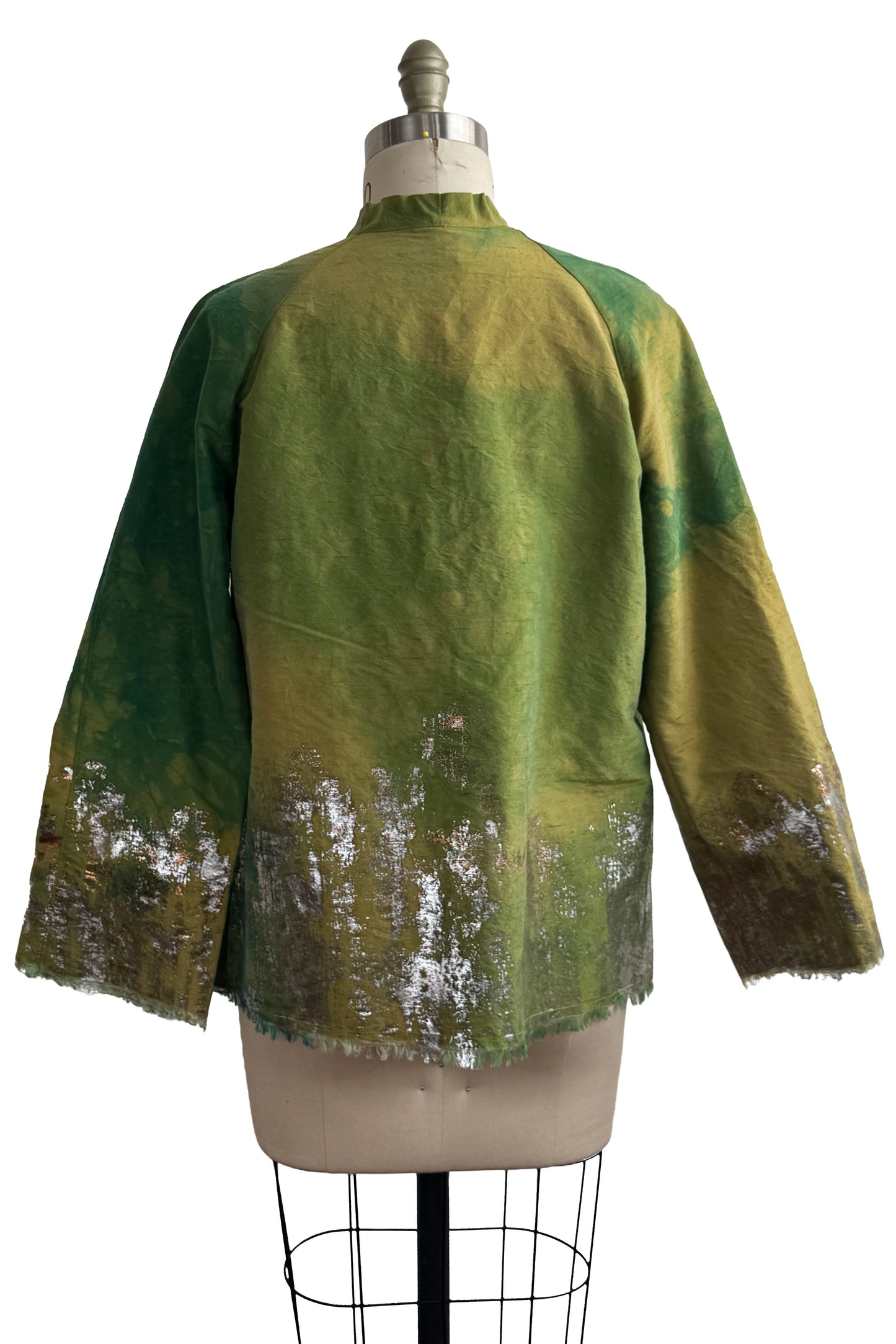 Ariel Jacket | Dupioni Silk | Moody Dye w/ Foil Texture Print | Green | Medium