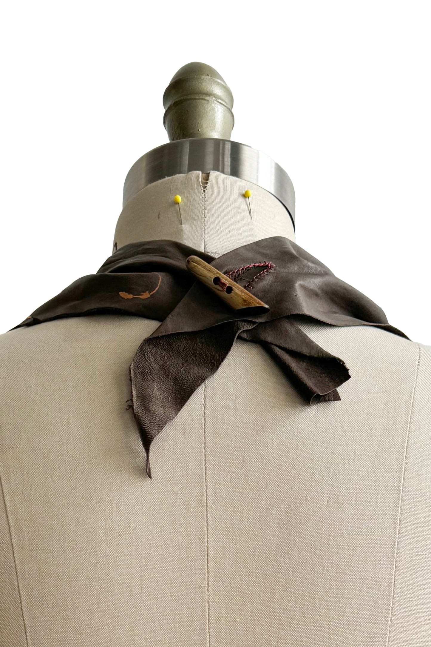 Foil Printed Kerchief | Leather | Hops Vine Print | Stone & Copper