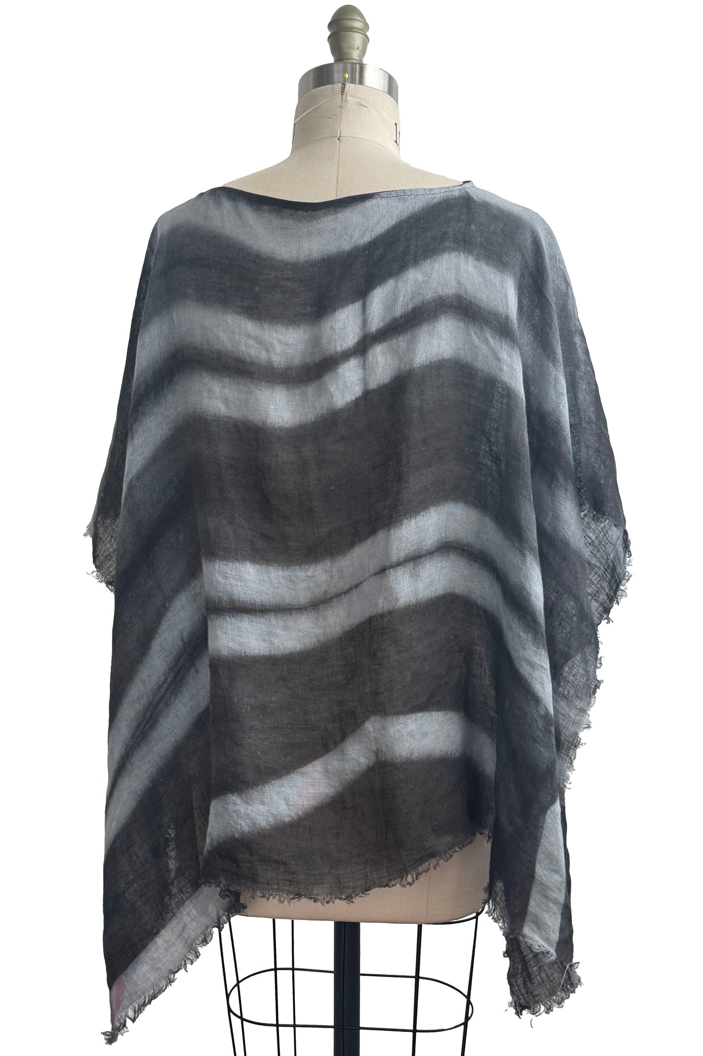 Button Drape | Linen | Itajime Dyed | Grey & White