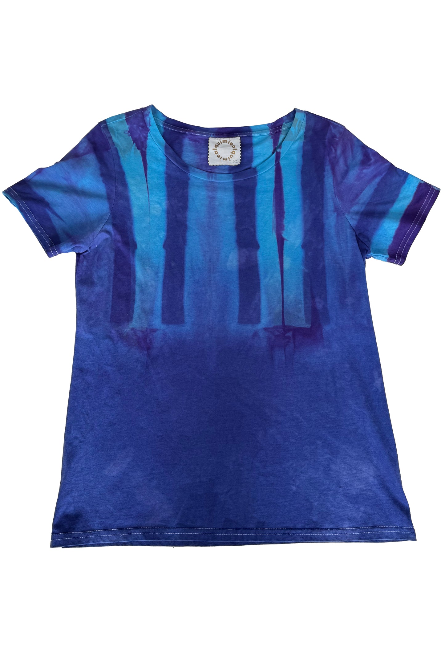 KB x Alquimie Studio T-Shirt w/ Shibori Stick Dye - Purple & Turquoise - Women's XS