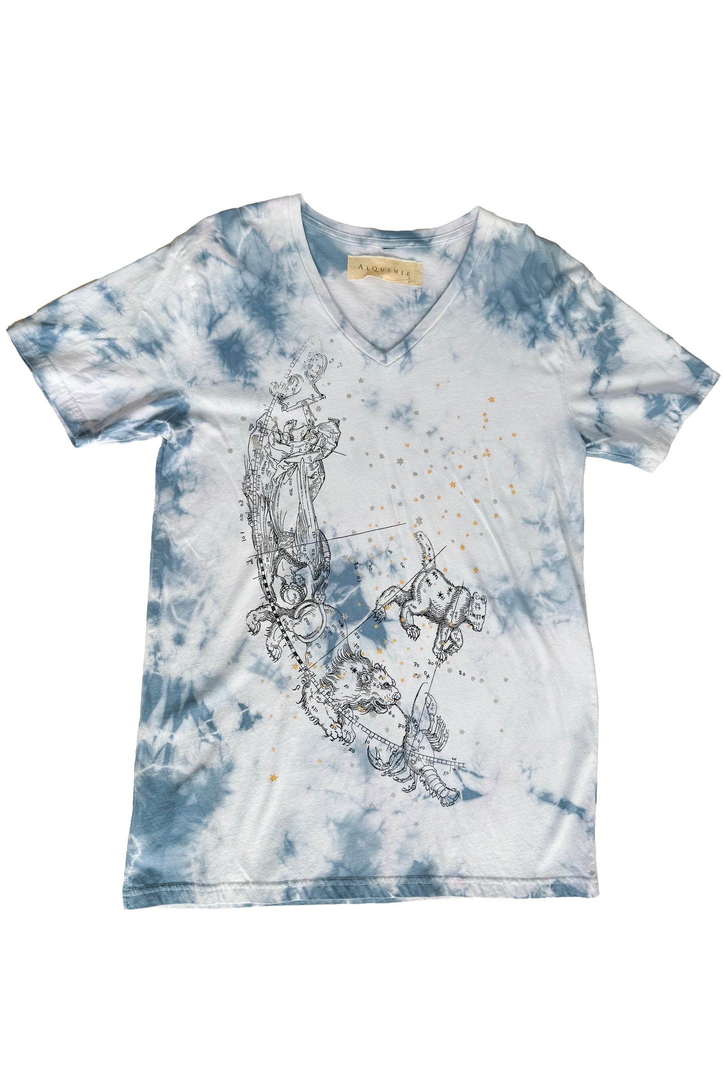 KB x Alquimie Studio T-Shirt w/ Celestial Print - White & Blue - V-Neck Large