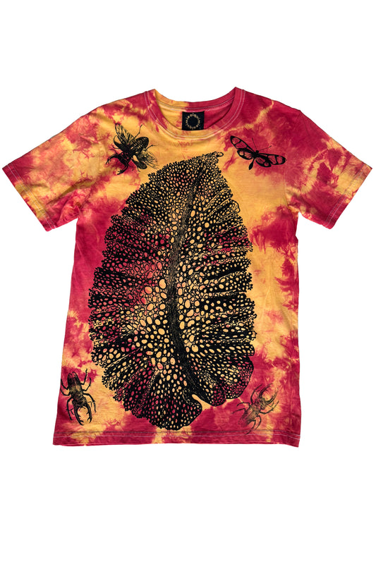 KB x Alquimie Studio T-Shirt w/ Big Leaf Print - Red & Yellow - Small