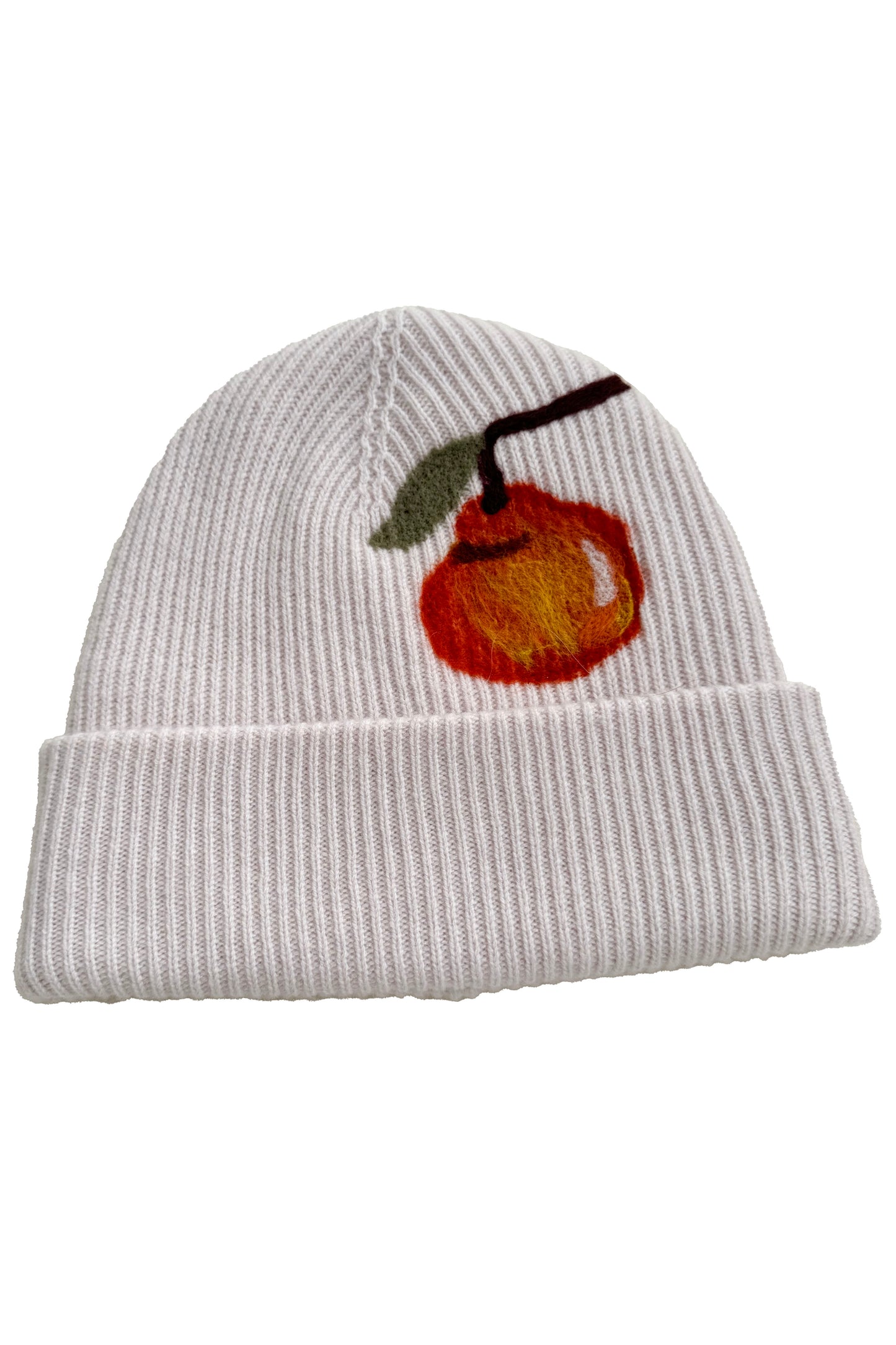 KB x Alquimie Studio Cashmere Felted Beanie w/ Satsuma - Cream & Orange