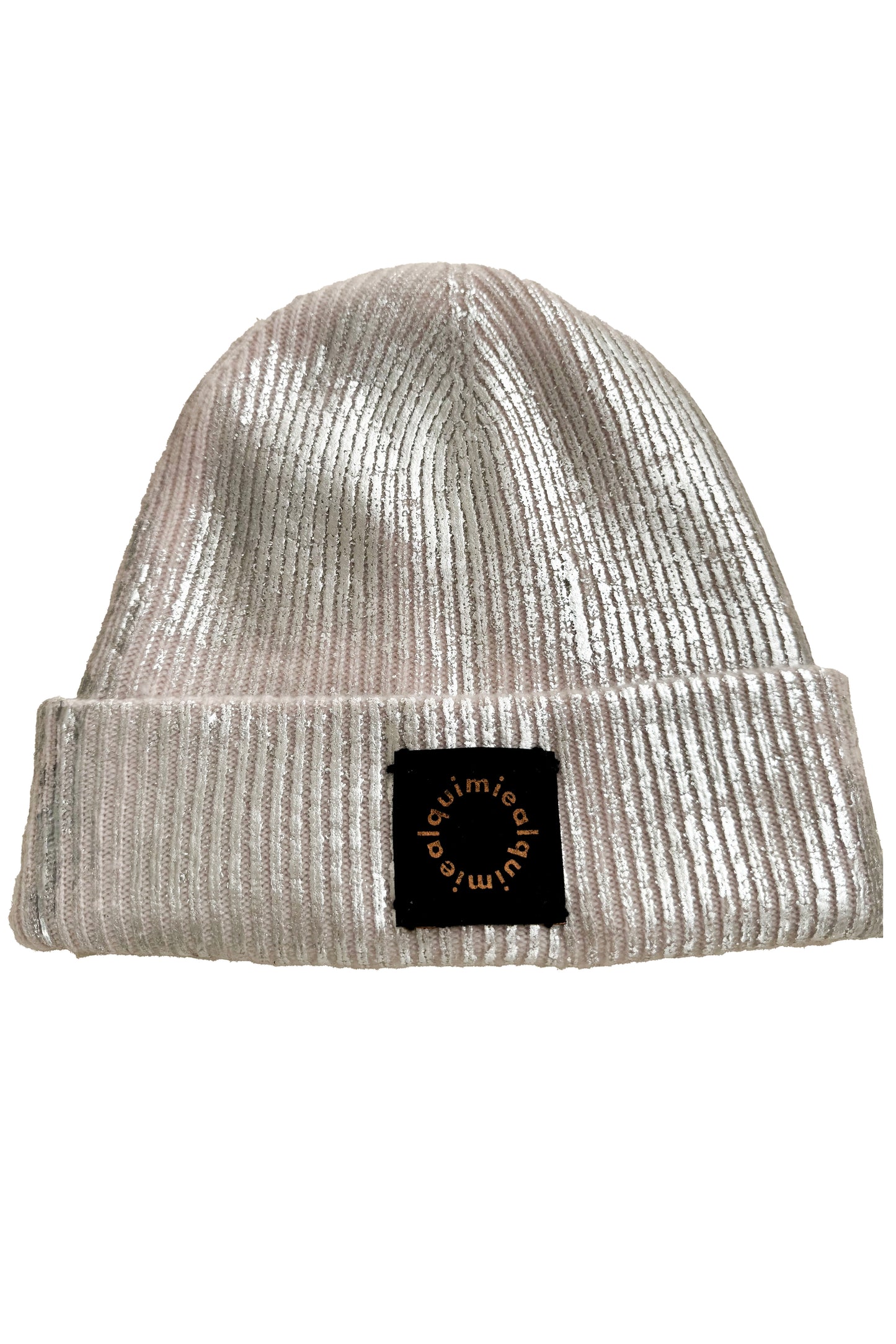 KB x Alquimie Studio Cashmere Beanie w/ Foil Print - Cream & Silver