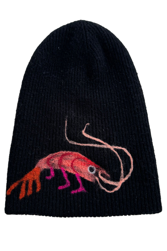 KB x Alquimie Studio Cashmere Felted Beanie w/ Crawfish - Black & Orange