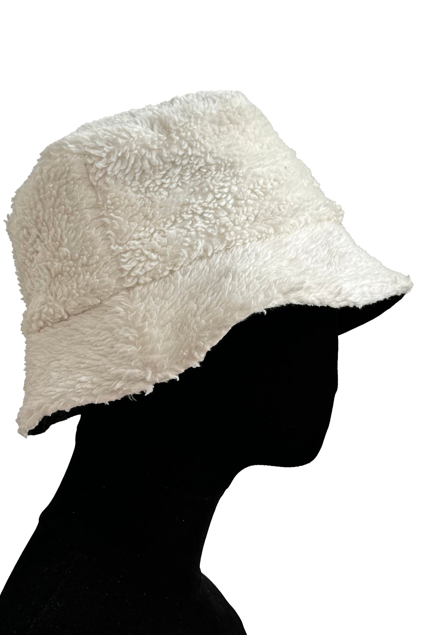 KB x Alquimie Studio Reversible Sherpa Bucket Hat | Organic Cotton Sherpa & Ponte Knit | Quatrefoil Print Lining | Ivory