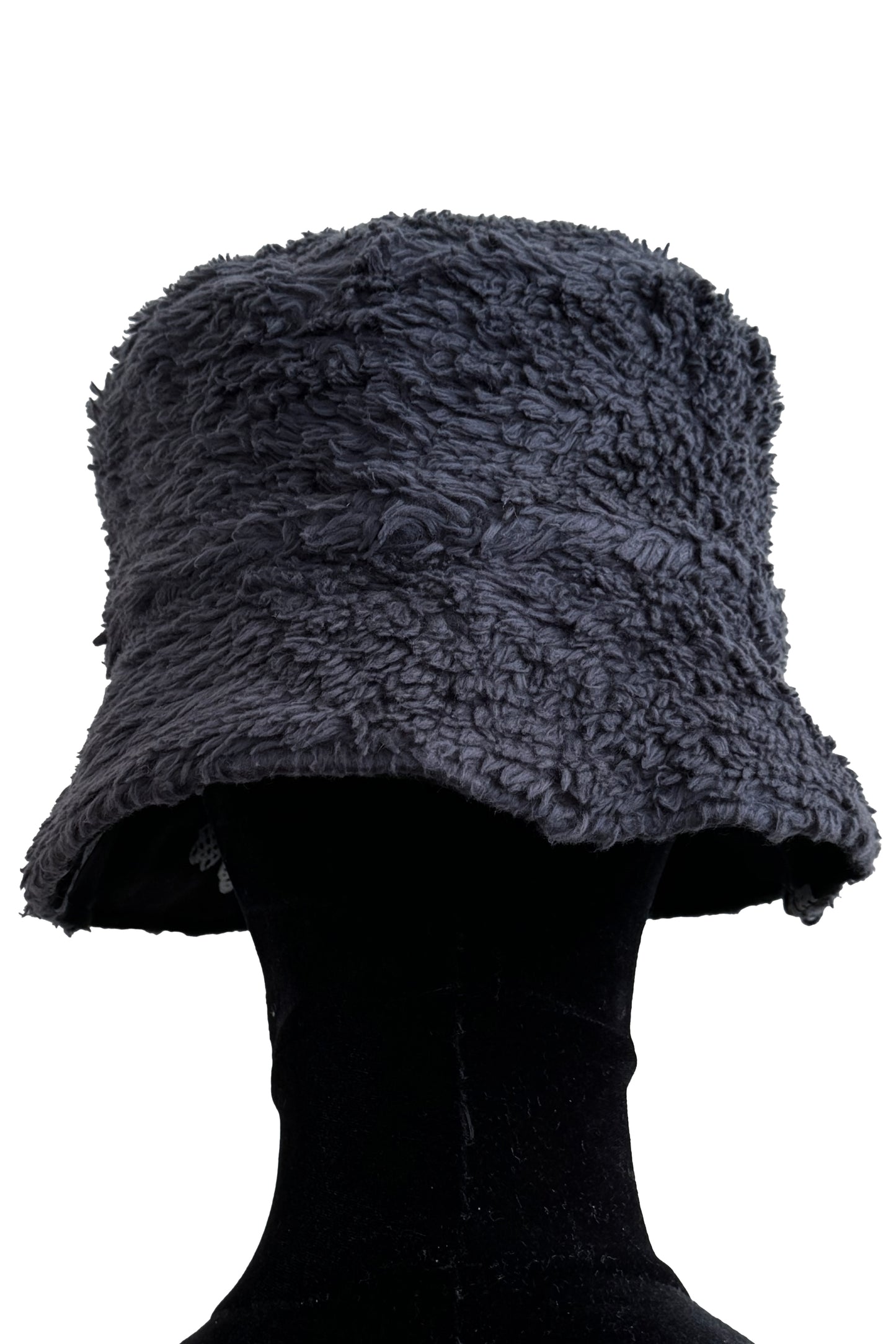 KB x Alquimie Studio Reversible Sherpa Bucket Hat | Organic Cotton Sherpa & Ponte Knit | Quatrefoil Print Lining | Navy