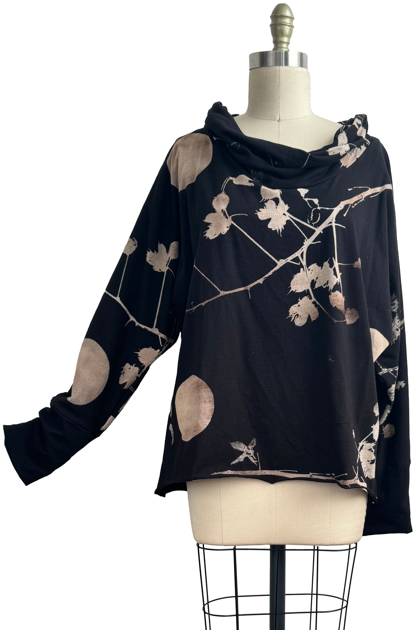 Mara Top w/ Cotton & Dot Print - Black & Natural - Size & Fabric