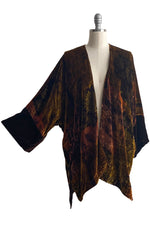 Load image into Gallery viewer, Lucianne Velvet Kimono w/ Tapestry Print - Olive &amp; Black
