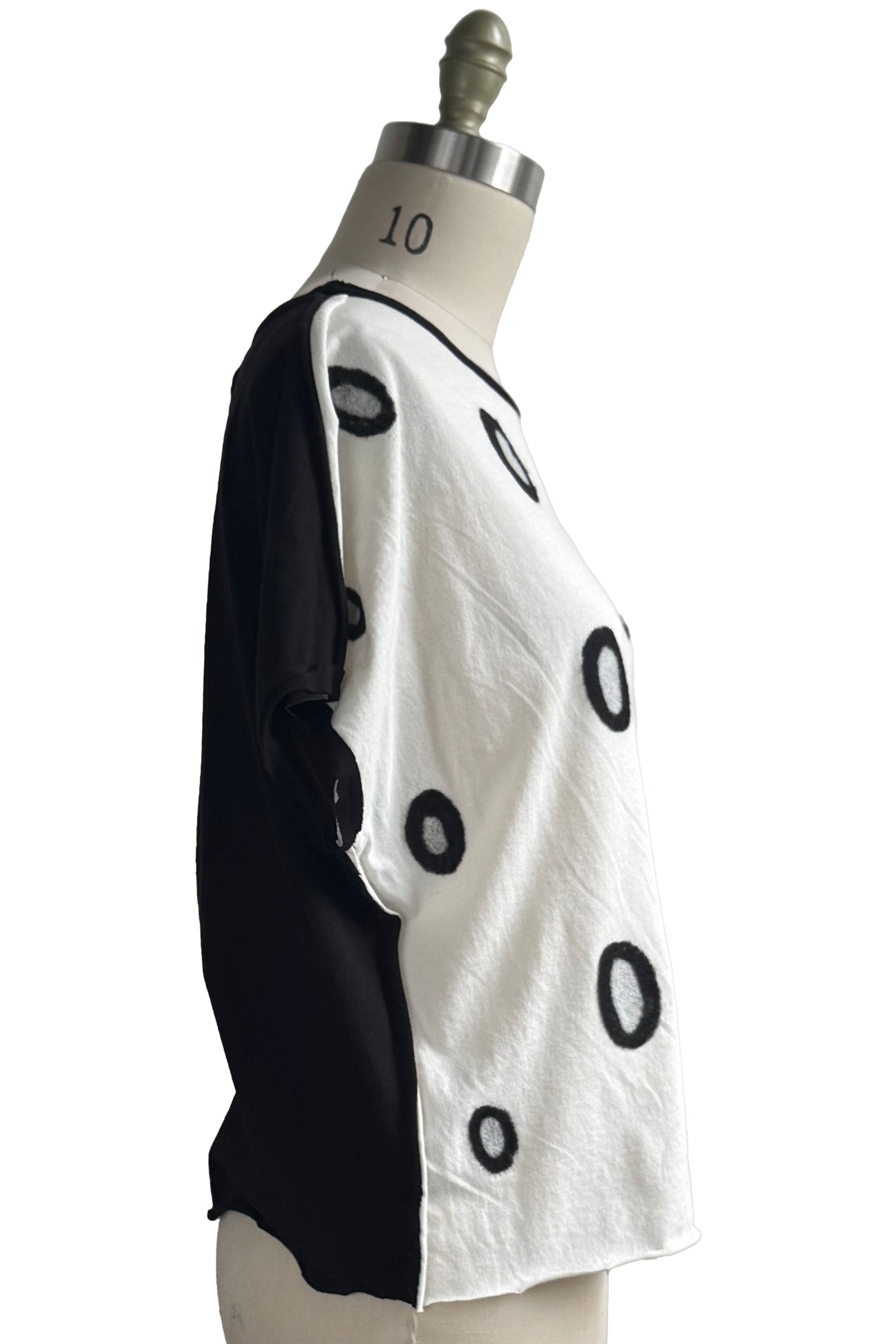 Jen Top | Organic Cotton Jersey | Needle Felted Circles | Black & White | Select Size