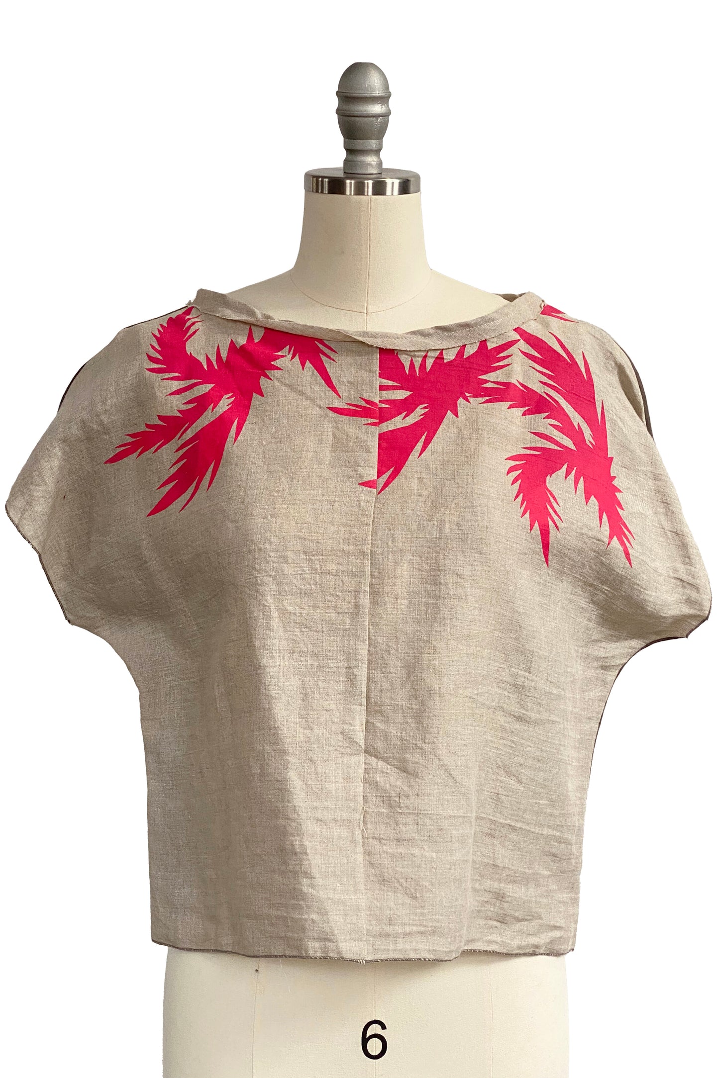 Jen Top | Pieced Linen | Thistle Print | Flax, Stone & Pink | Small