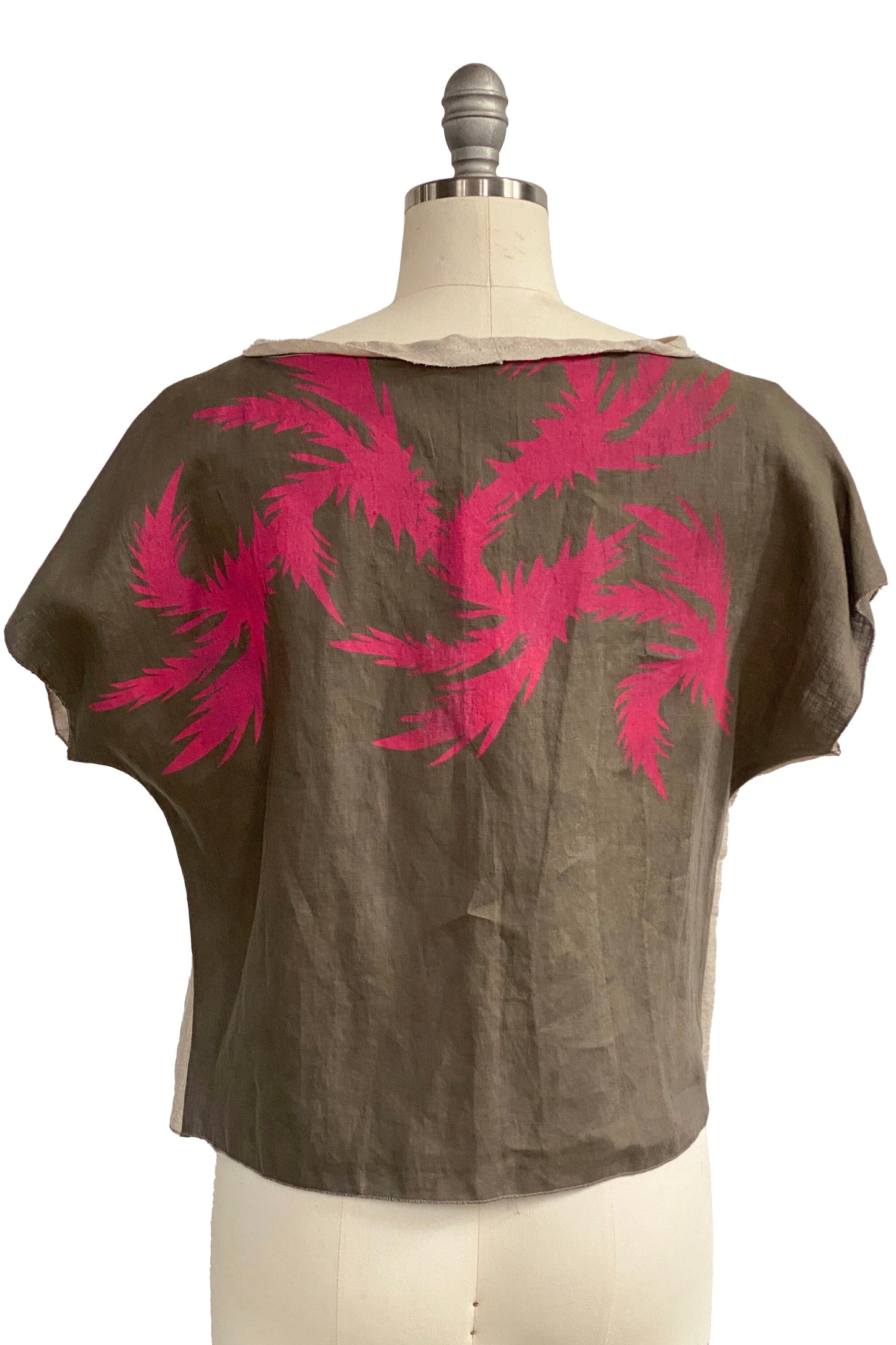 Jen Top | Pieced Linen | Thistle Print | Flax, Stone & Pink | Small