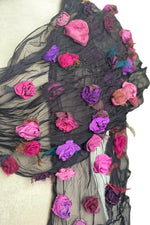 Load image into Gallery viewer, 3D Flower Scarf XL - Black w/ Magenta &amp; Pink
