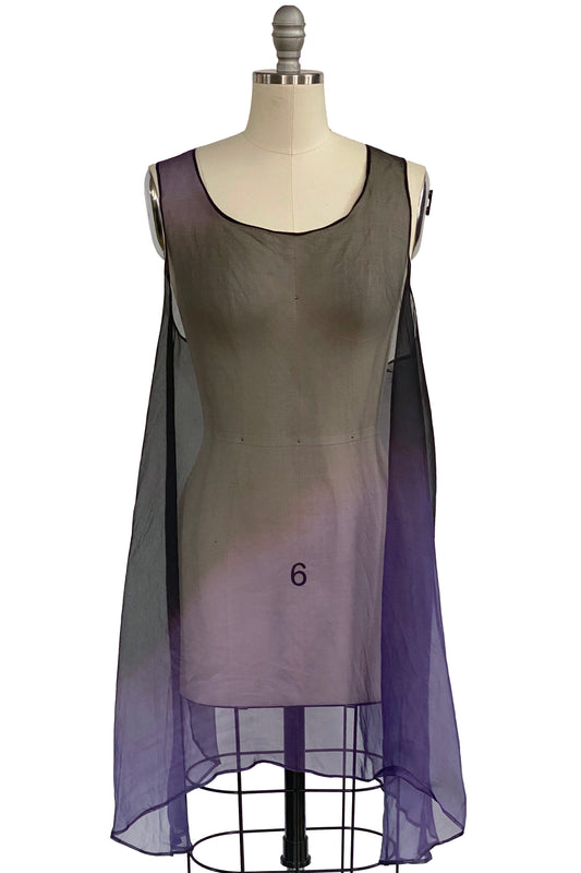 Apron Dress | Silk Organza | Ombre Dye - Black & Purple