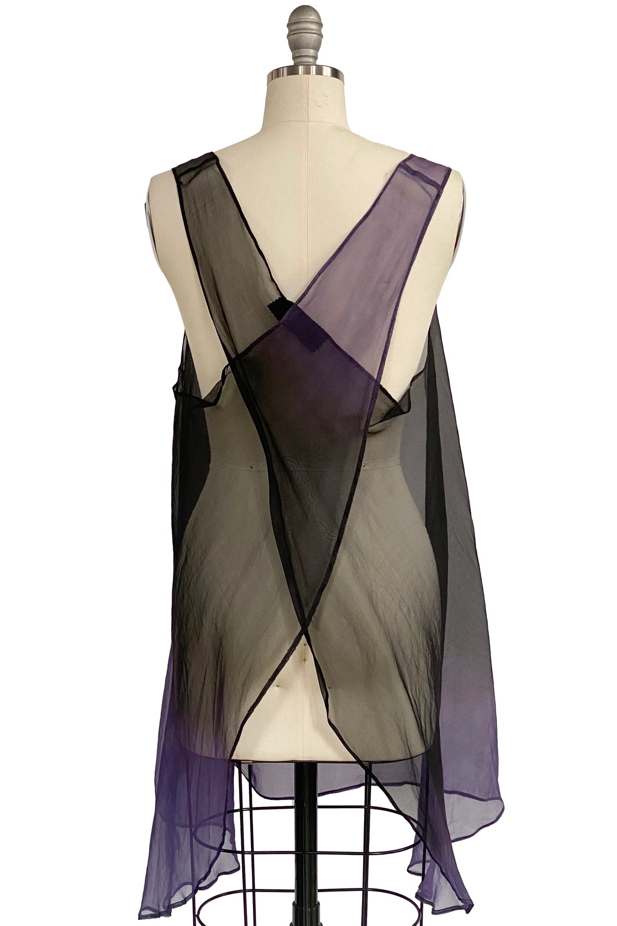 Apron Dress | Silk Organza | Ombre Dye - Black & Purple