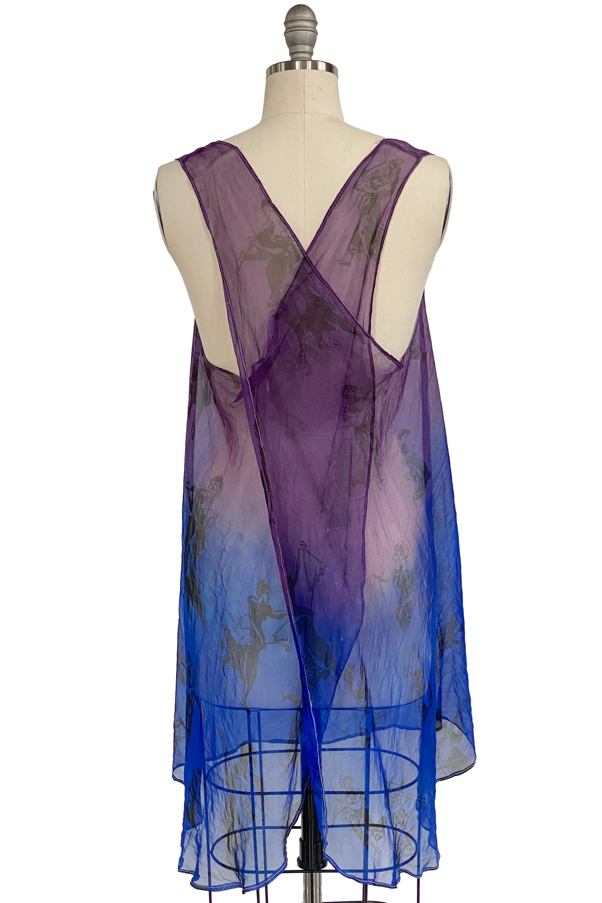 Apron Dress | Silk Organza | Muses Print - Blue & Purple
