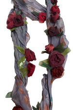 Load image into Gallery viewer, 3D Flower Scarf - Lavender Grey w/ Red
