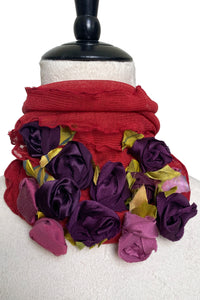 Flower Collar Headband - Red w/ Purple