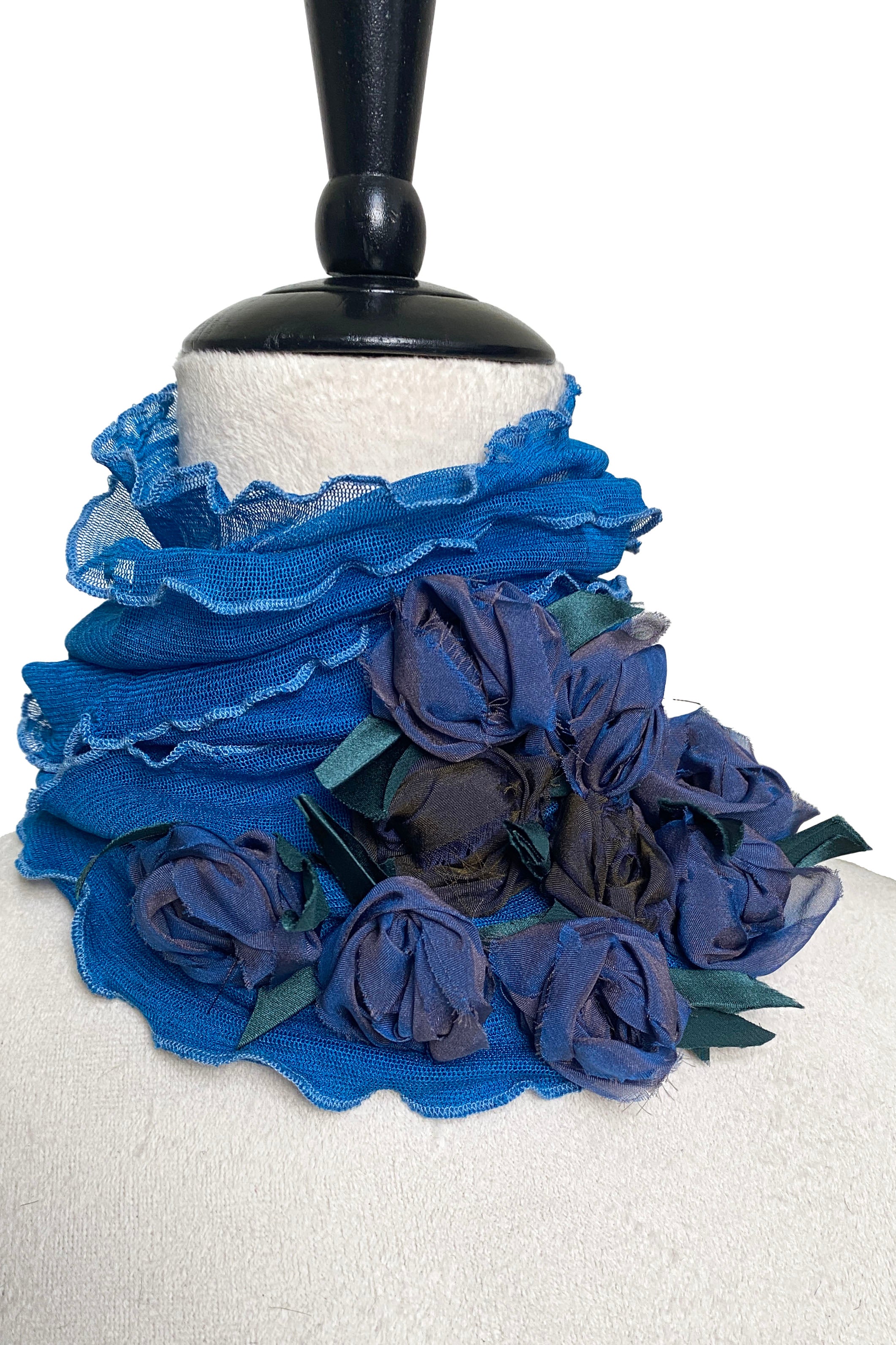 Flower Collar Headband - Blue w/ Blue