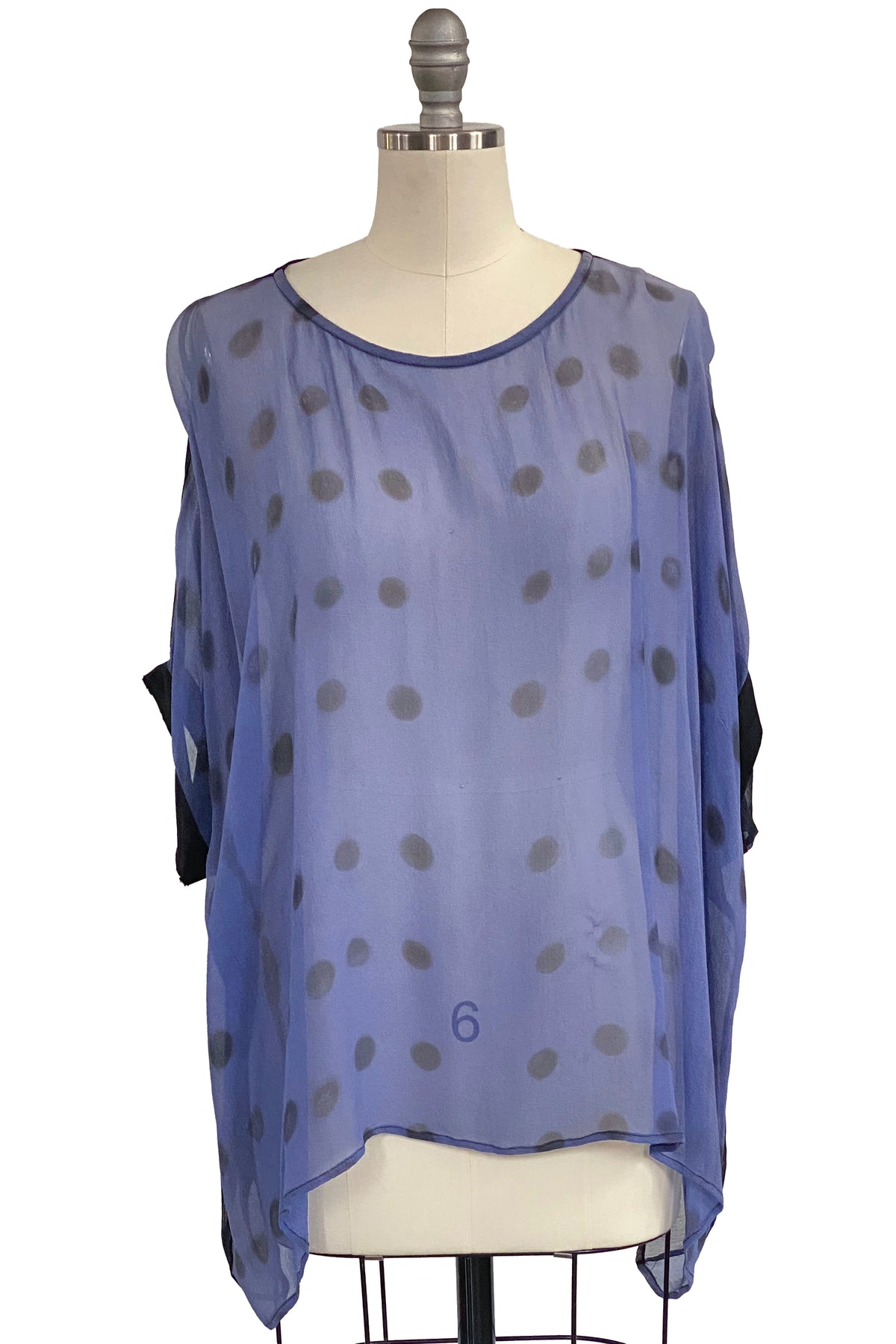 Deb Top | Silk Chiffon | Itajime Dyed | Domino | Blue & Black