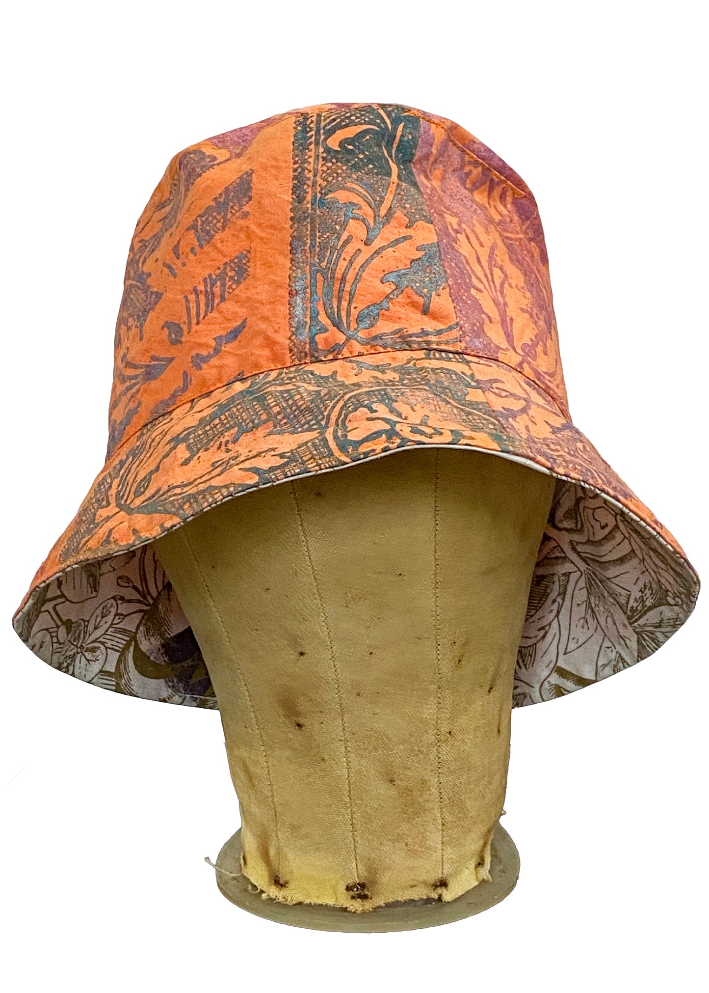 Milano Bucket Hat | Cotton | Patchwork Print on Orange | Small 22"