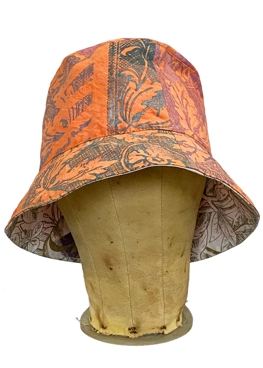 Milano Bucket Hat | Cotton | Patchwork Print on Orange | Small 22"