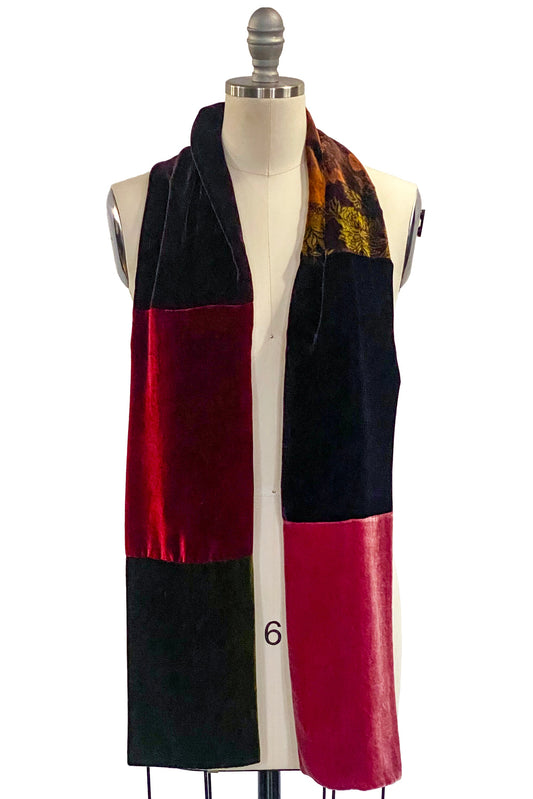 Patchwork Scarf | Reclaimed Velvet | Purple, Red, Pink, Brown & Green