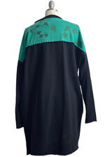 Load image into Gallery viewer, Petra Long Sleeve Tunic Knit w/ Vine Print - Black &amp; Green Overdye - Medium
