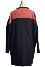 Load image into Gallery viewer, Petra Long Sleeve Tunic Knit w/ Vine Print - Black &amp; Orange Coral Overdye - Large
