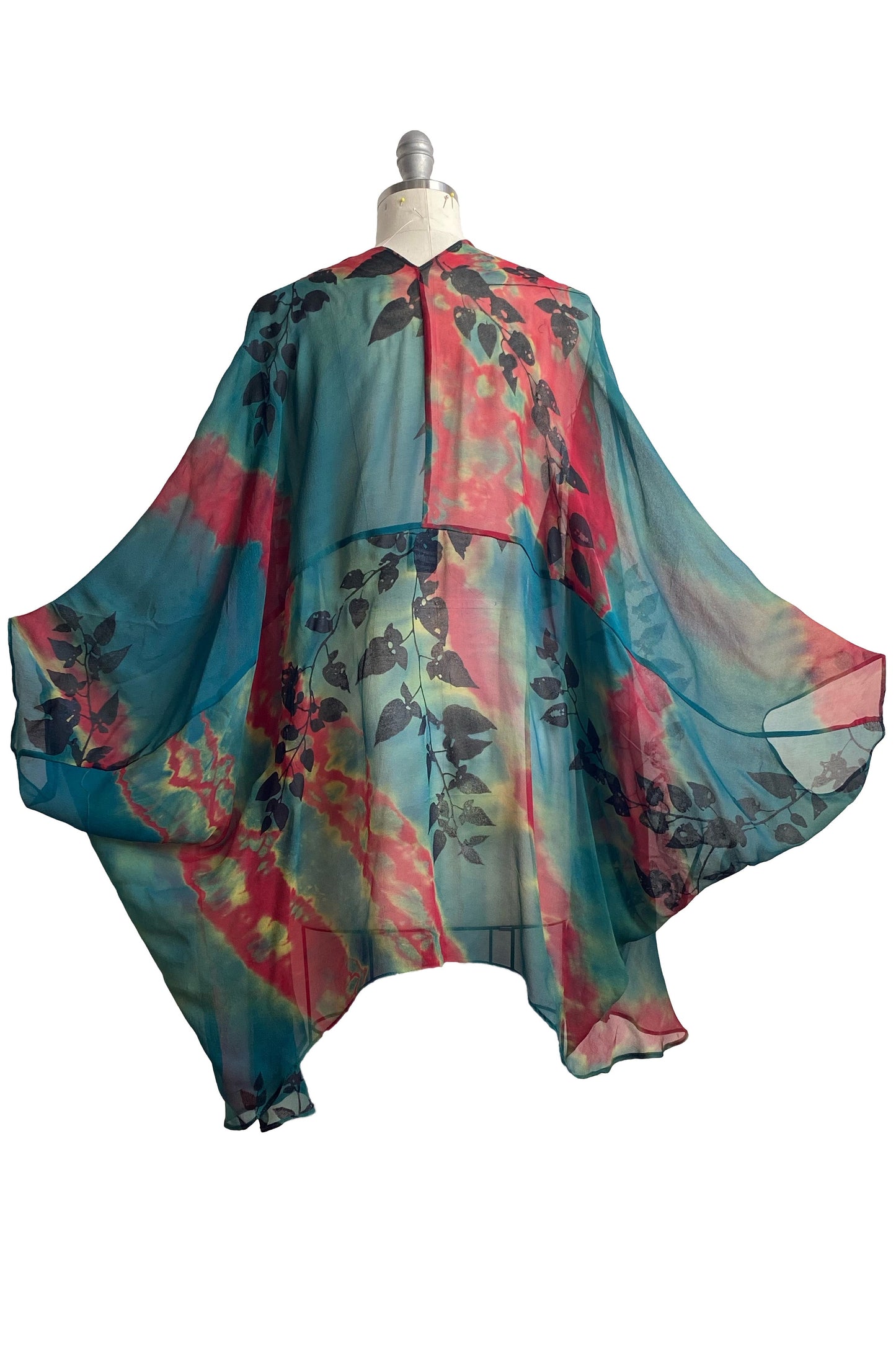 Cocoon w/ Vine Print - Turquoise Blue & Red