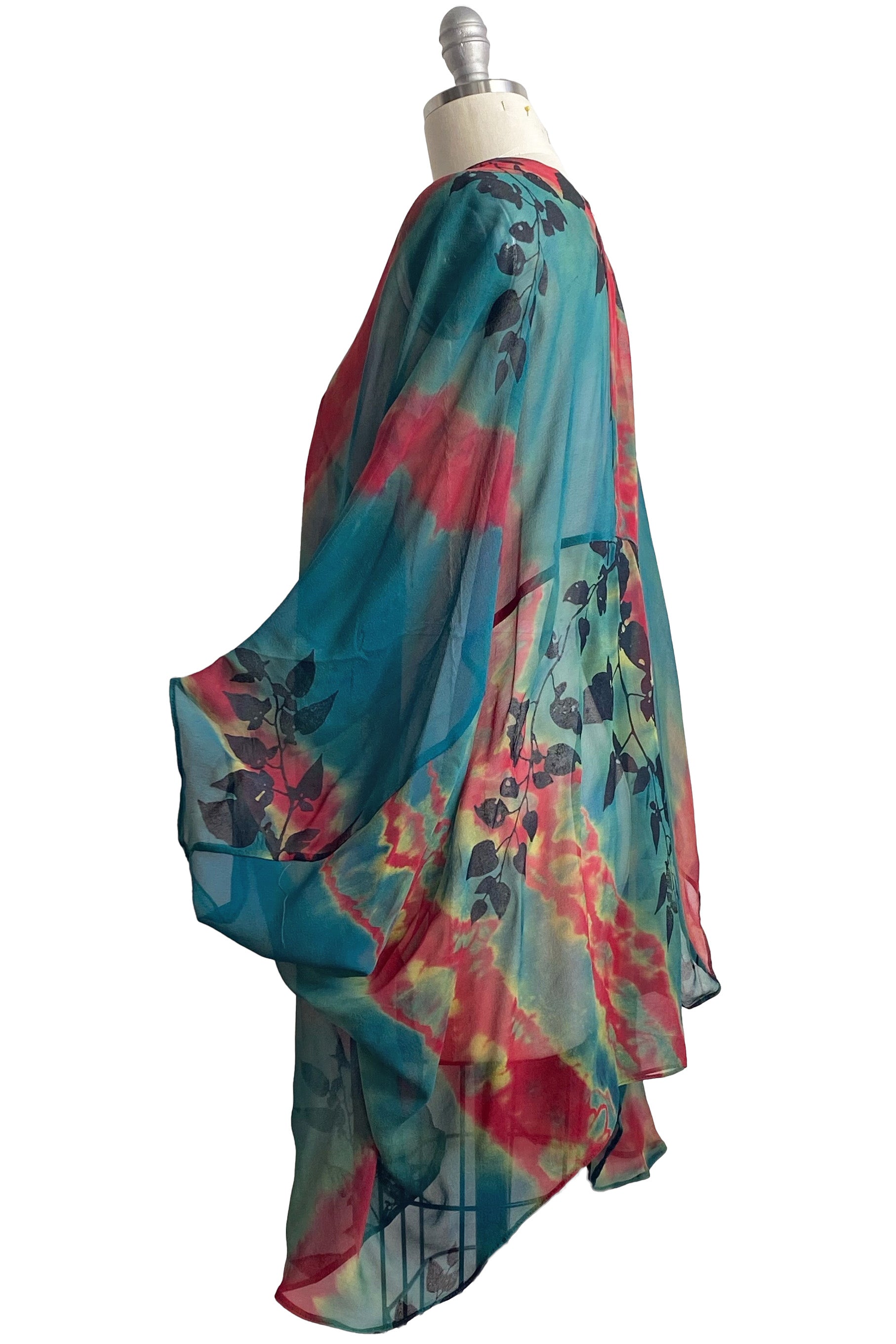 Cocoon w/ Vine Print - Turquoise Blue & Red