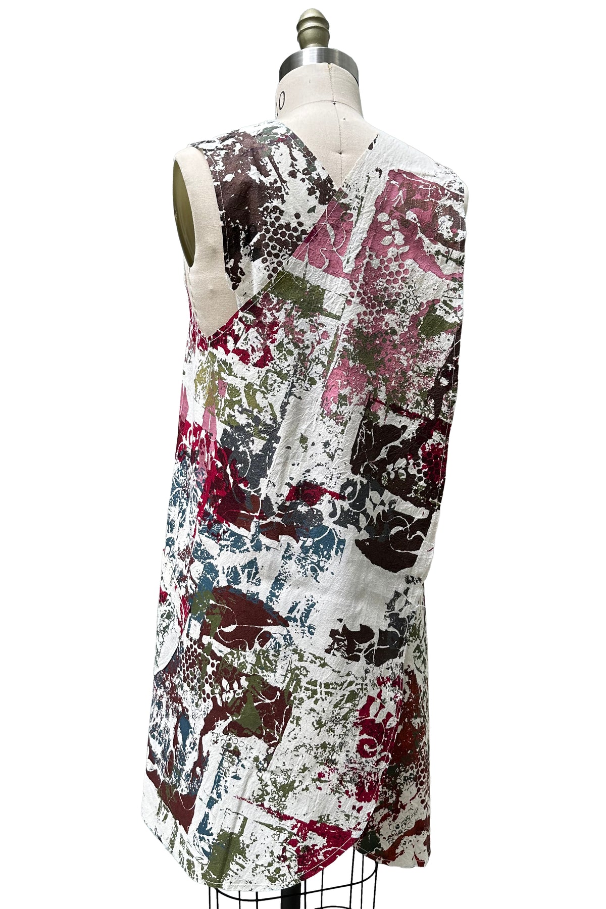 Apron Dress | Cotton | Chaos Print - White, Black & Berry