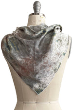 Load image into Gallery viewer, Silk Triangle Scarf w/ Tabletop Print - Silver

