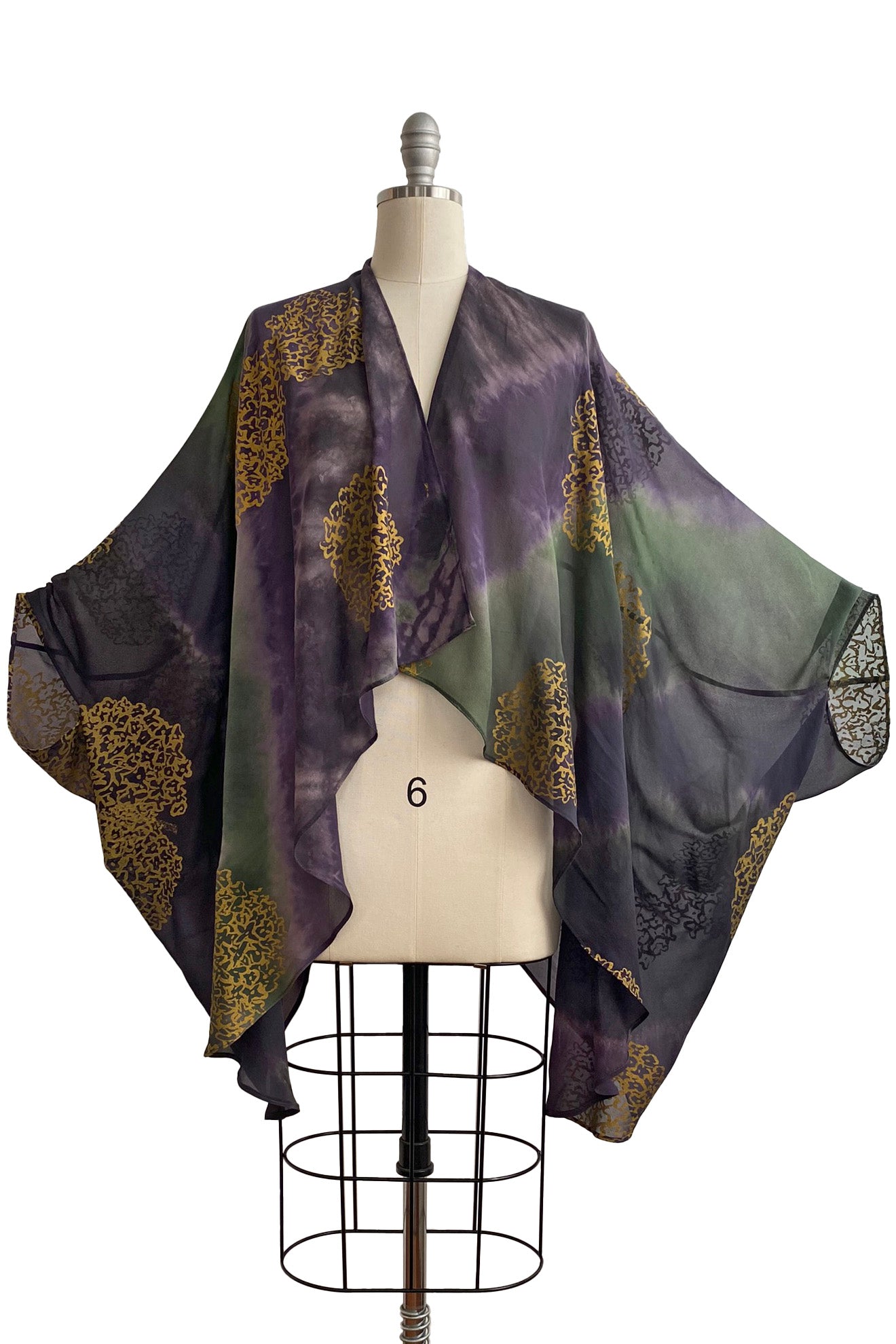 Cocoon w/ Hydrangea Print - Purple, Green & Gold