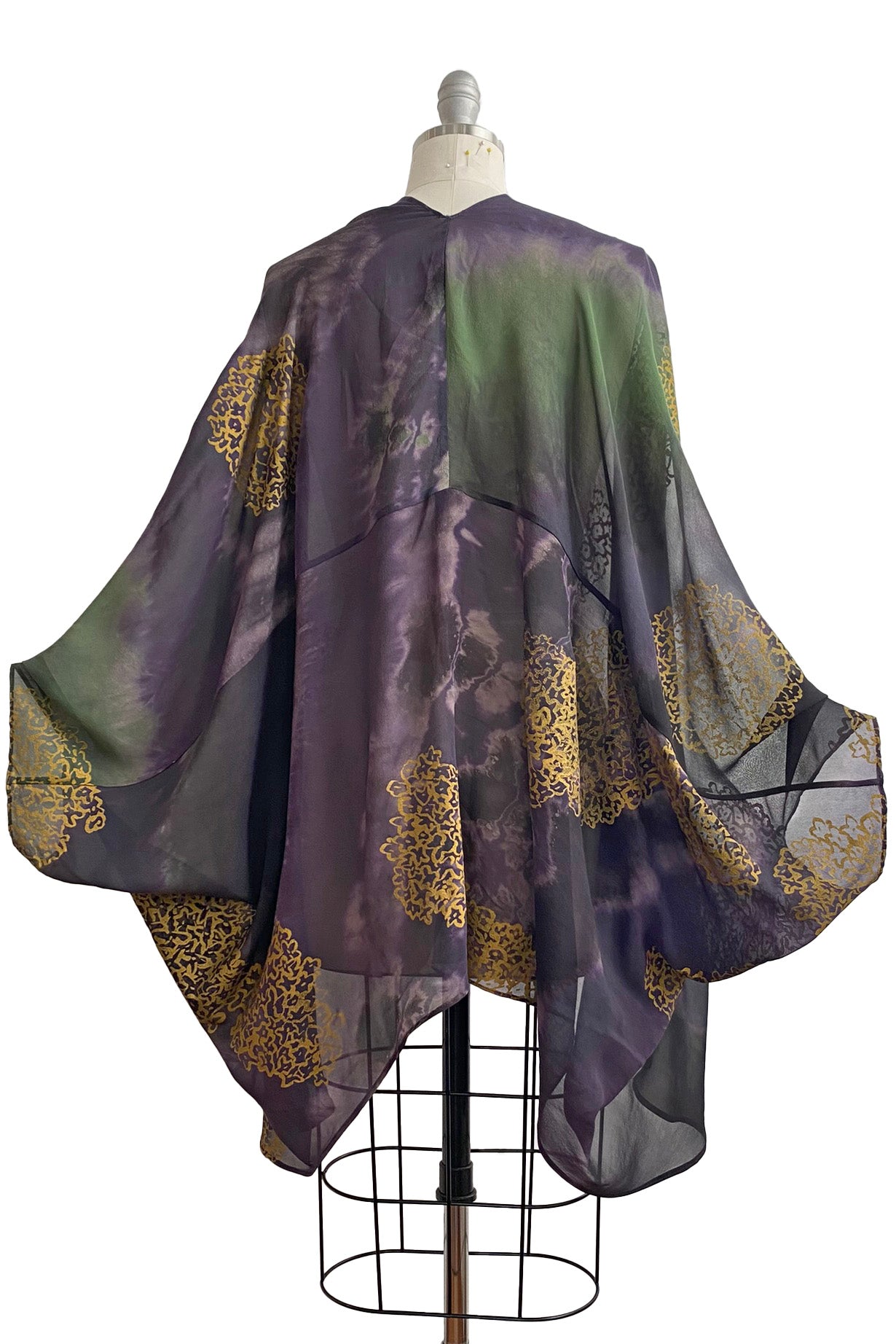 Cocoon w/ Hydrangea Print - Purple, Green & Gold