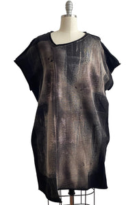 Petra Tunic Knit w/ Brush Print - Black & Natural - Medium