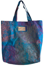 Load image into Gallery viewer, Hand Dyed &amp; Printed Canvas Tote - Turquoise, Pink &amp; Orange Alligator
