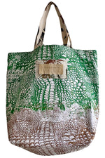 Load image into Gallery viewer, Hand Dyed &amp; Printed Canvas Tote - Natural, Copper &amp; Green Alligator
