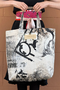 Hand Dyed & Printed Canvas Tote - Natural Vine & Tabletop