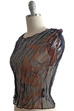 Load image into Gallery viewer, Jen Crop Top in Organza w/ Bamble Print - Black &amp; Copper - Small
