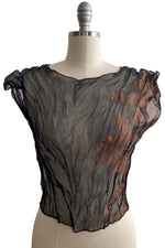 Load image into Gallery viewer, Jen Crop Top in Organza w/ Bamble Print - Black &amp; Copper - Small
