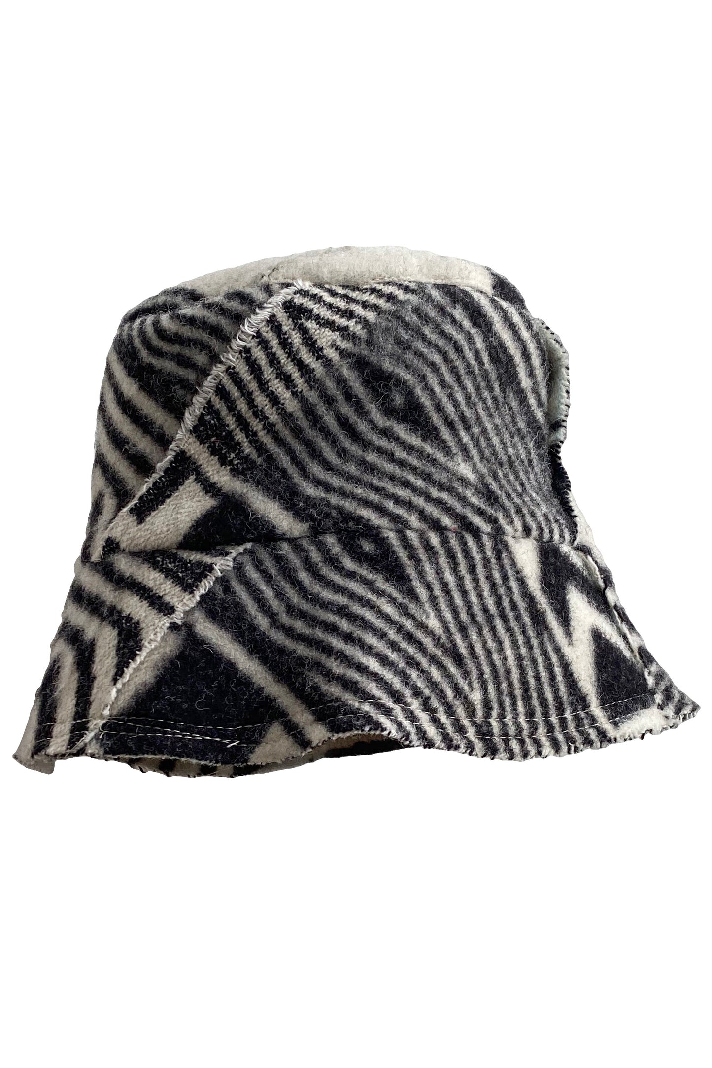 Bucket Hat from Blanket Wool - Black & White #5 - Small