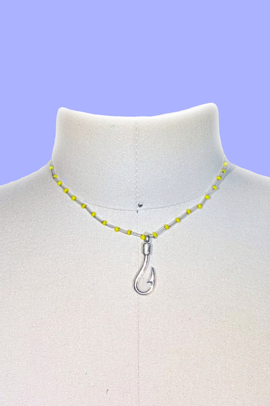 Magdalene's Ol' Hook #9 - Yellow Glass & Bugle Beads