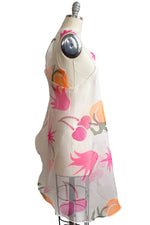 Load image into Gallery viewer, Apron Dress in Organza w/ Papercut Fruit Print - White, Pink &amp; Orange

