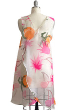 Load image into Gallery viewer, Apron Dress in Organza w/ Papercut Fruit Print - White, Pink &amp; Orange

