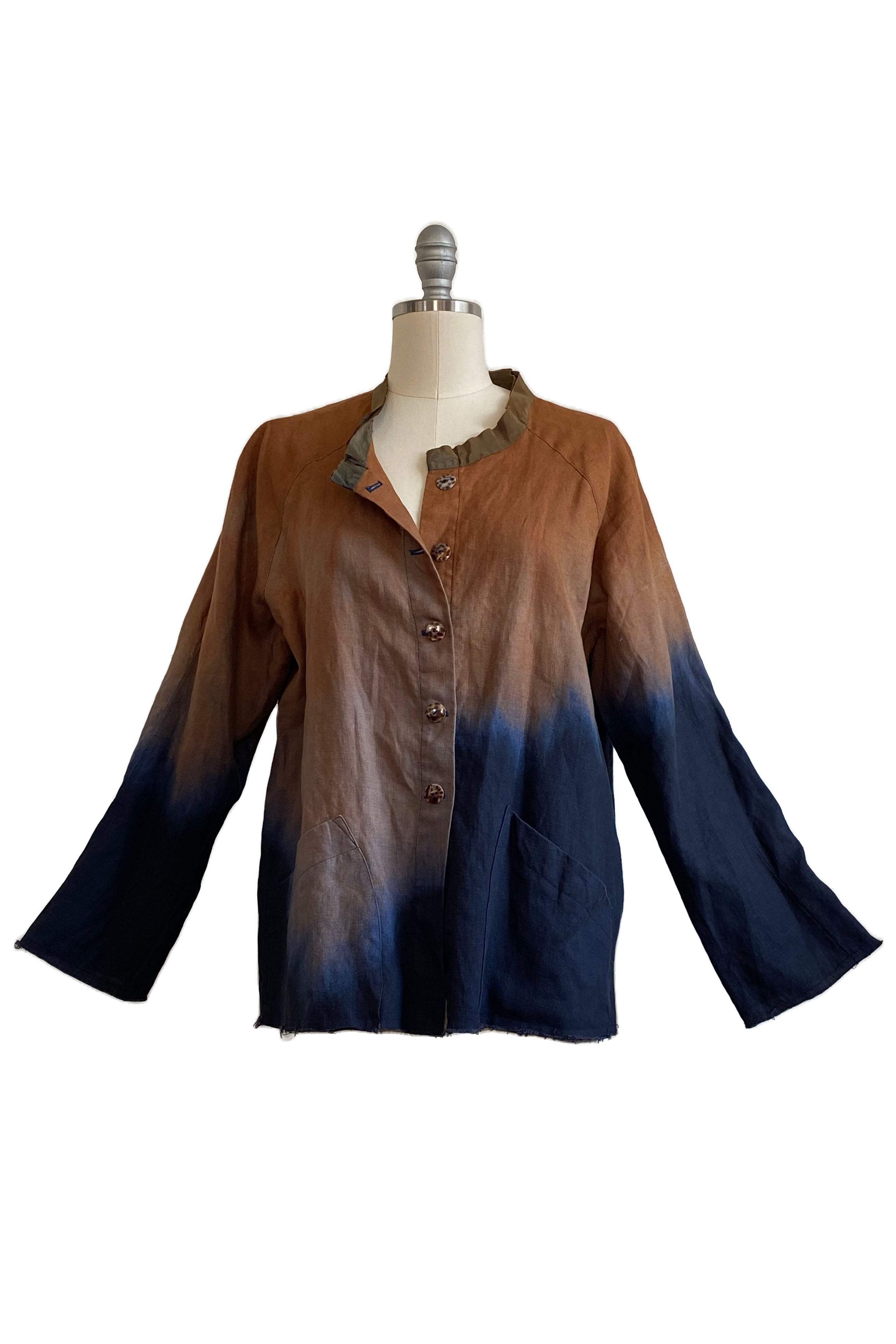 Ariel Jacket w/ Indigo Dye - Tan & Indigo size 3