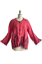 Load image into Gallery viewer, Ariel Jacket w/ Hollyhock Print - Red w/ Stripe Lining
