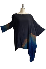 Load image into Gallery viewer, Asymmetrical Top - Crinkled - Black &amp; Blue
