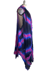 Asymmetrical Wrap Vest - Bubble Silk  - Black & Pink Itajime